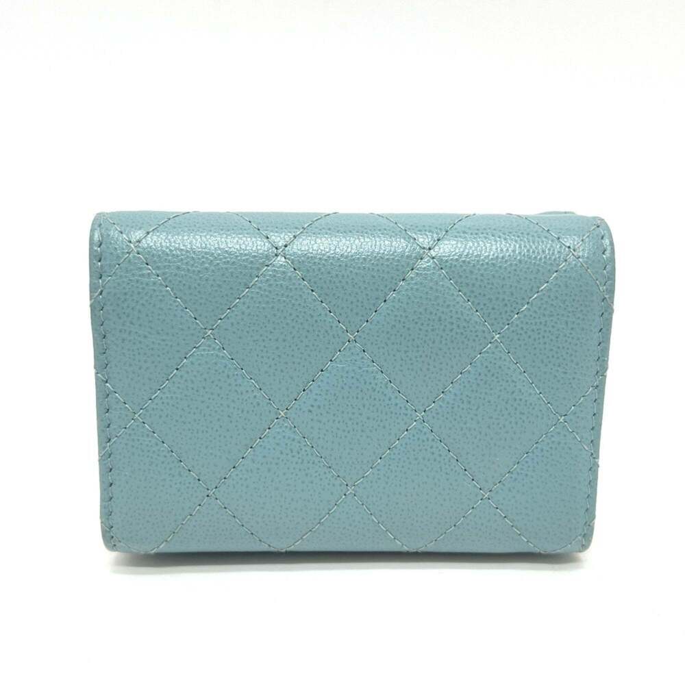 CHANEL Authentic Blue Leather Logo Wallet - Picture 2 of 13